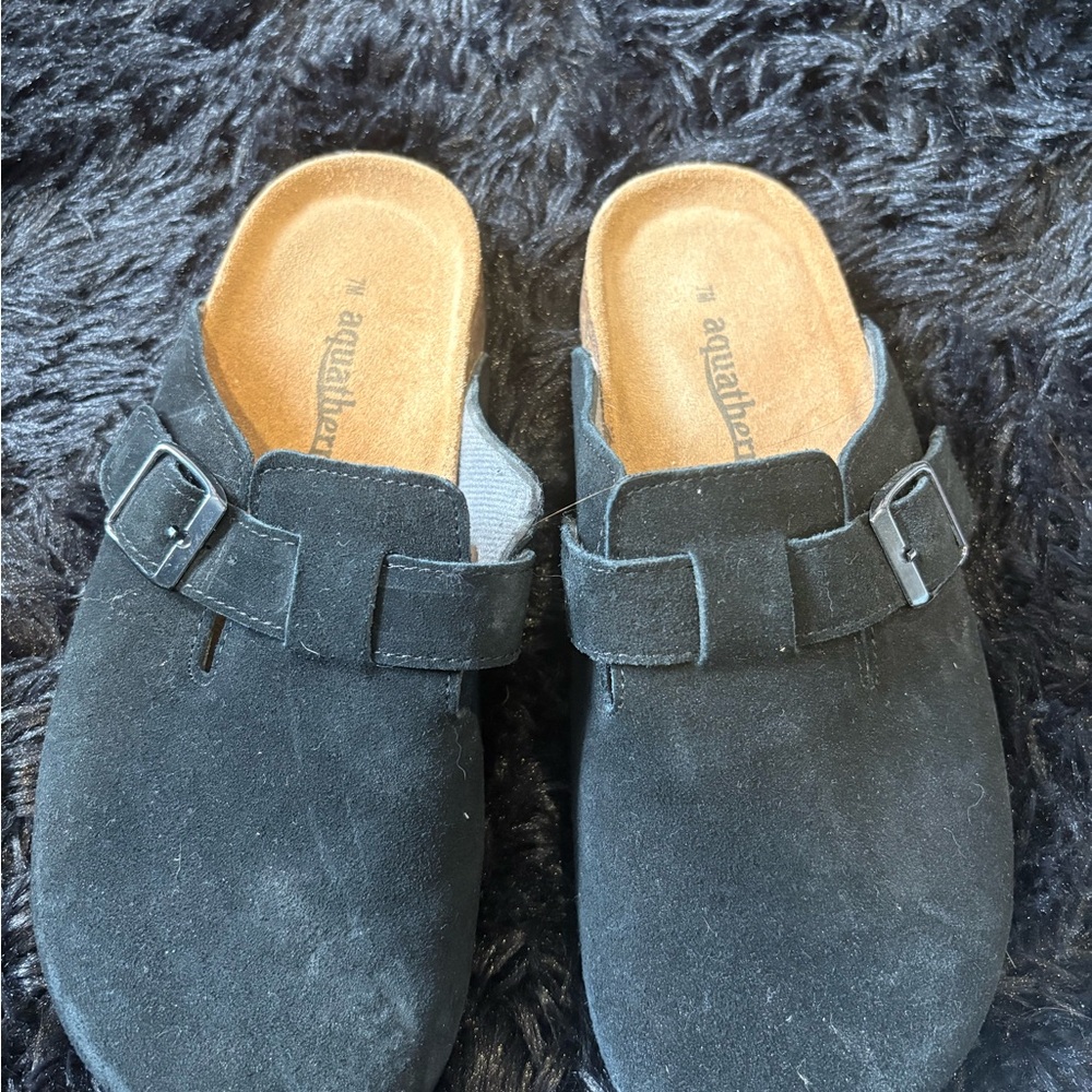 Black Cork Footbed Sandals with Adjustable Buckle Straps